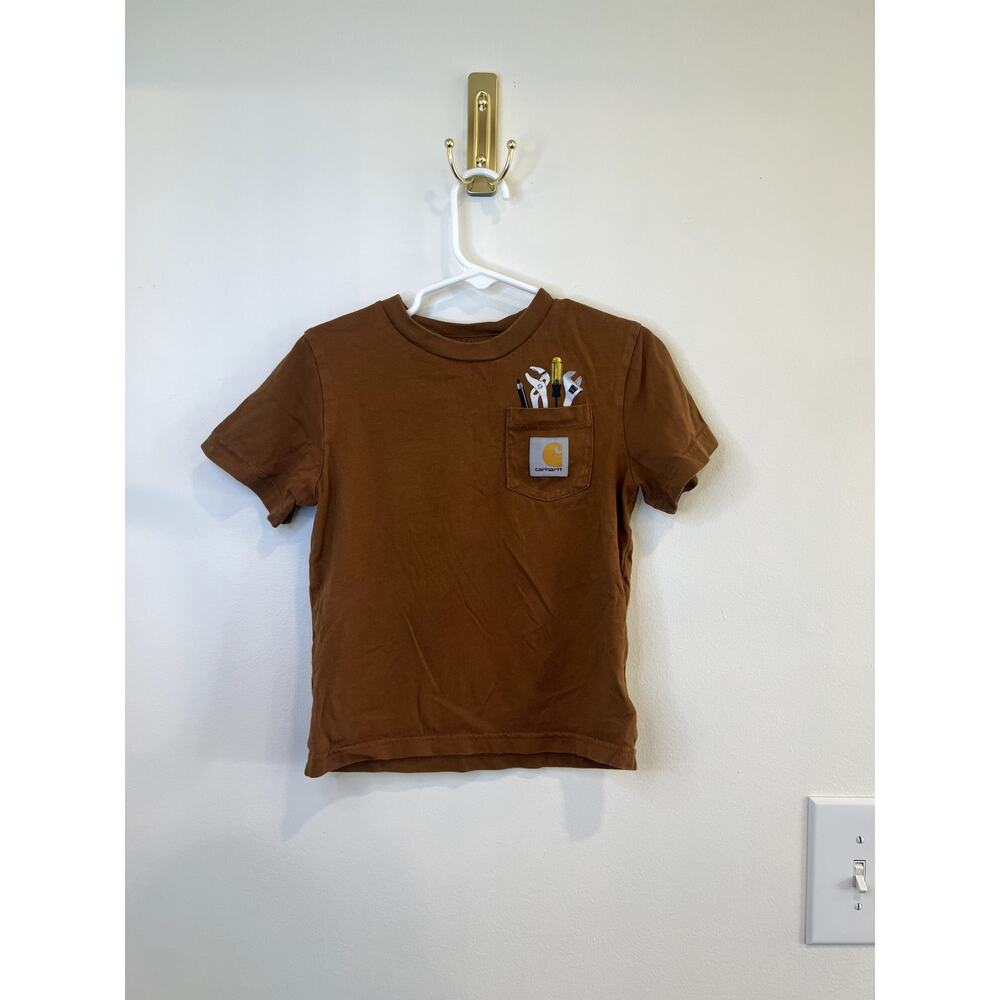 Carhartt Kids Brown Pocket Graphic T Shirt Size 4 Tool Pocket Graphic Tee